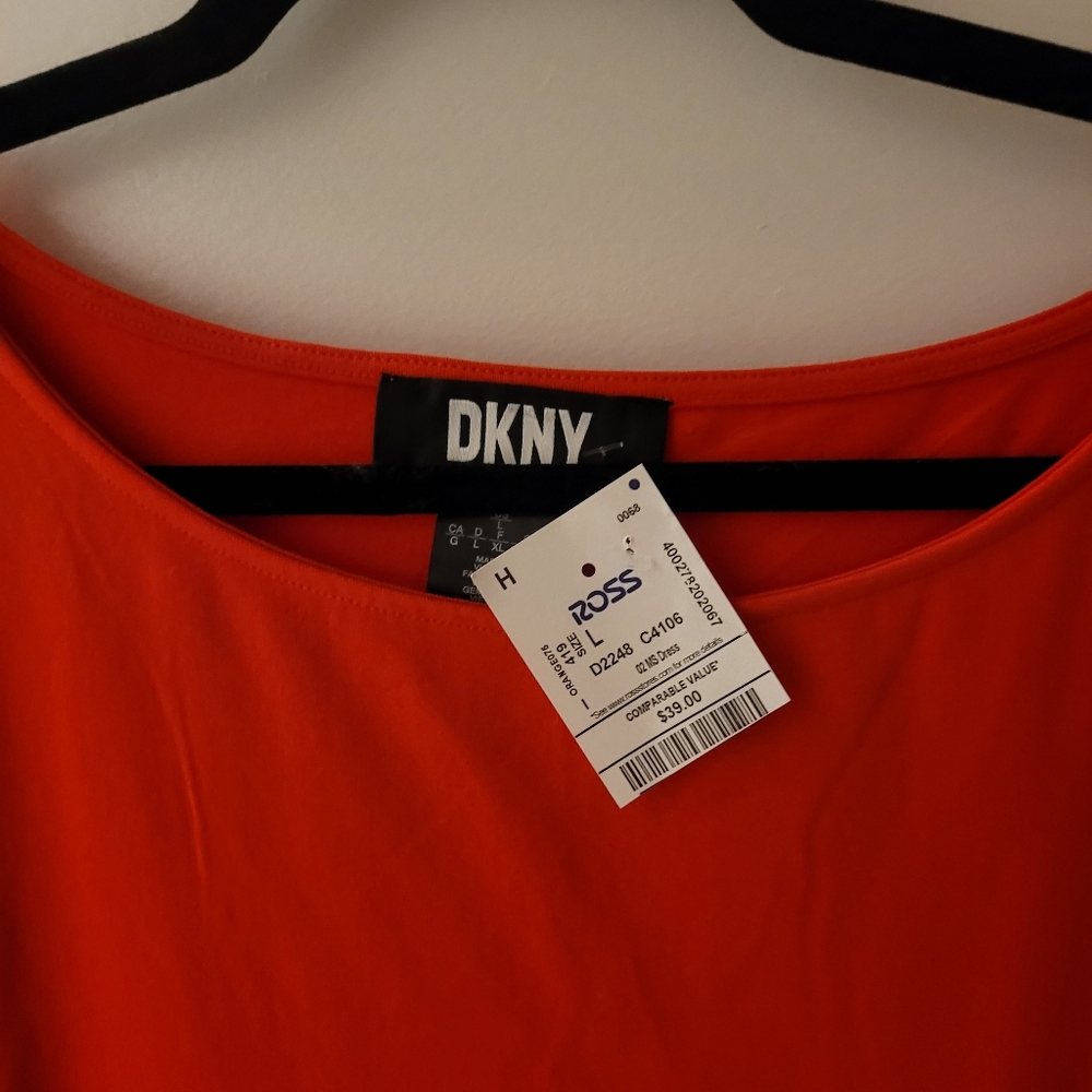 NWT DKNY Orange Knit Dress with Side Tie Size L - Picture 5 of 6